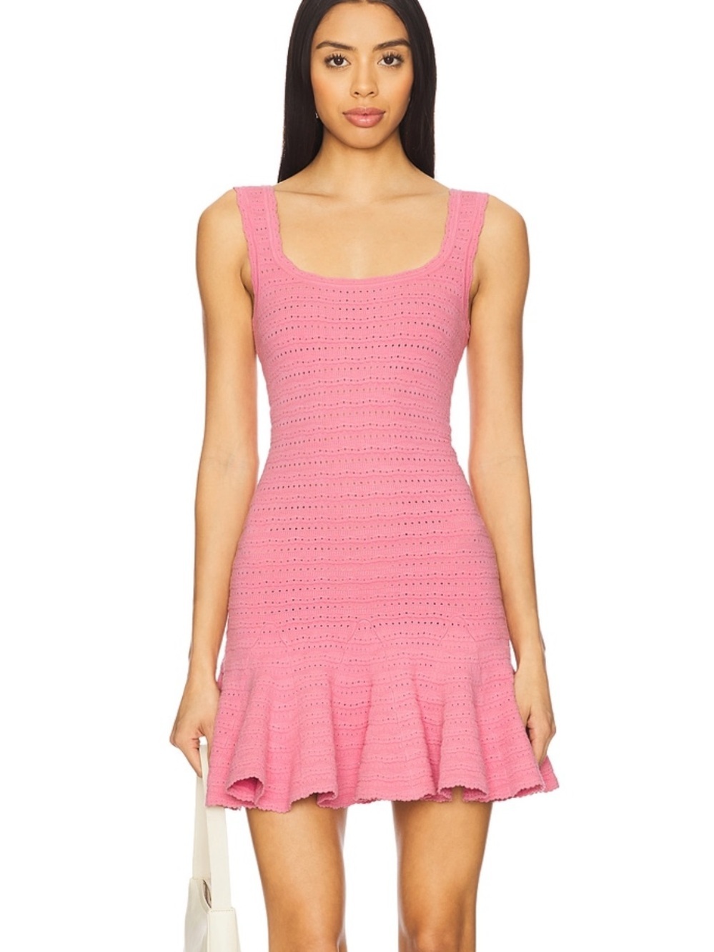 LoveShackFancy Pink Dress Maryanne Sunset Girly Mini XS Stretchy Knit Revolve